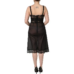 Black Silk Lace Slip Lingerie Chemise Sleepwear