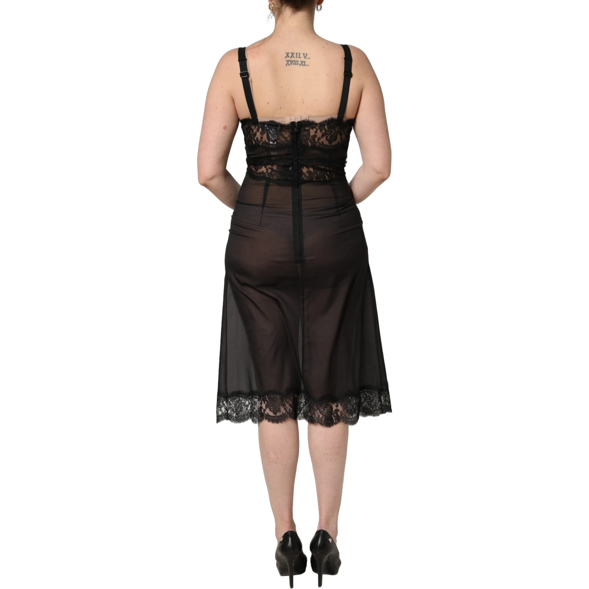 Black Silk Lace Slip Lingerie Chemise Sleepwear