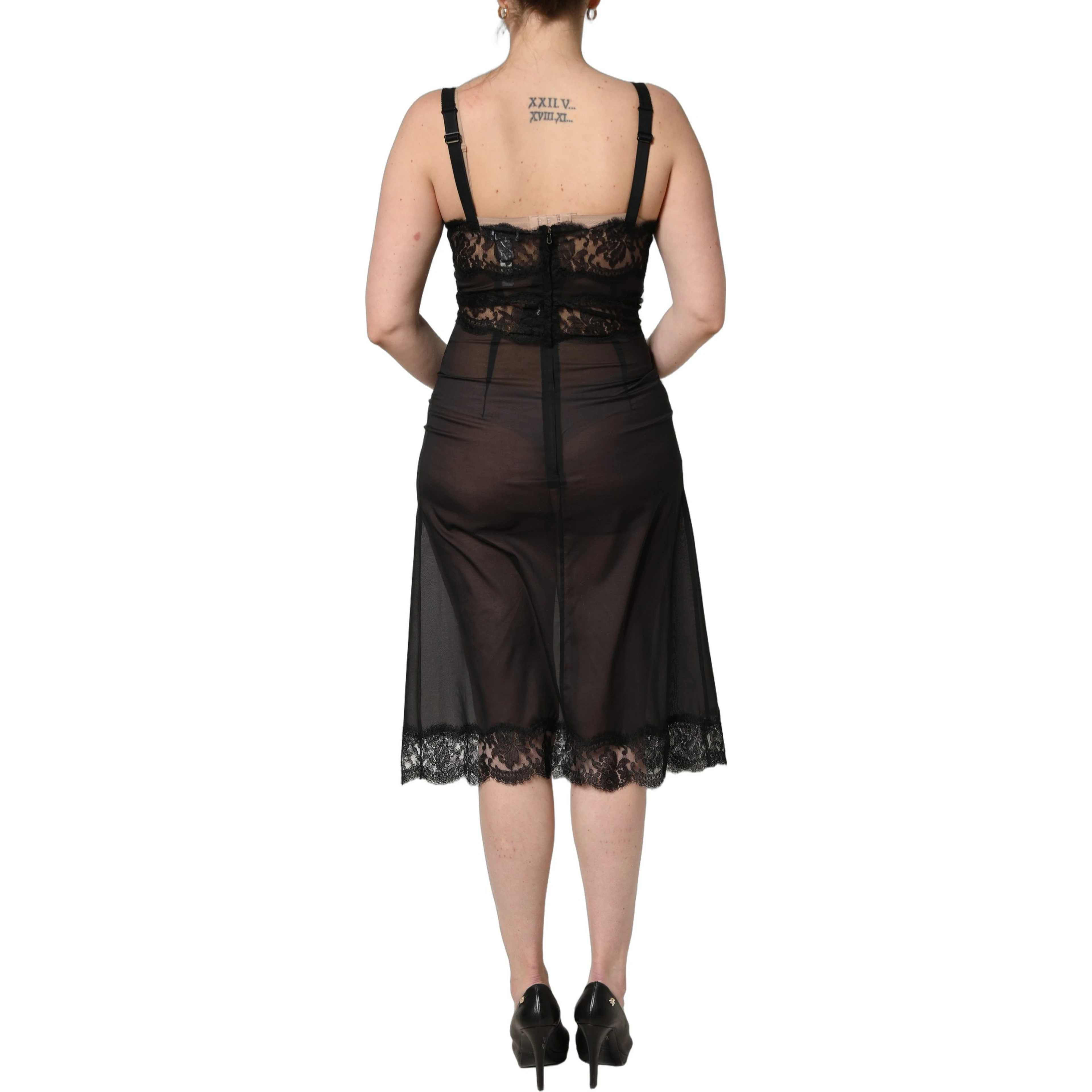 Black Silk Lace Slip Lingerie Chemise Sleepwear