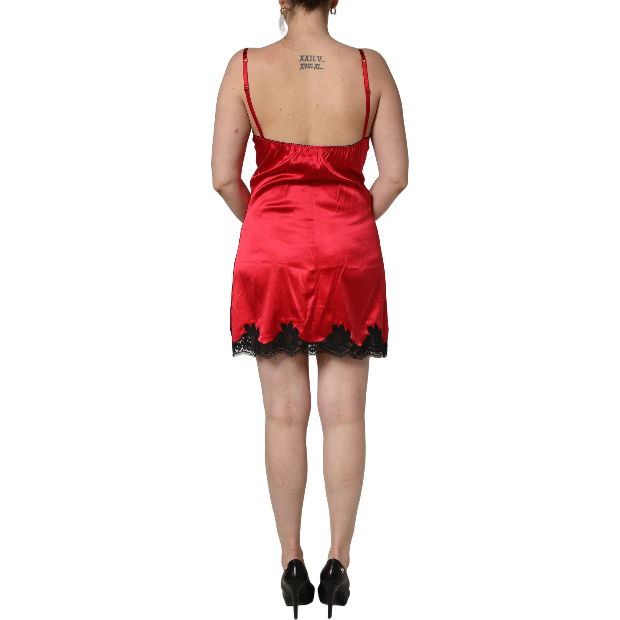 Red Black Lace Lingerie Short Chemise Sleepwear