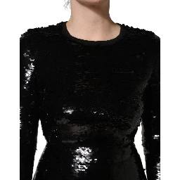 Black Bodycon Mermaid Sequinned Gown Dress
