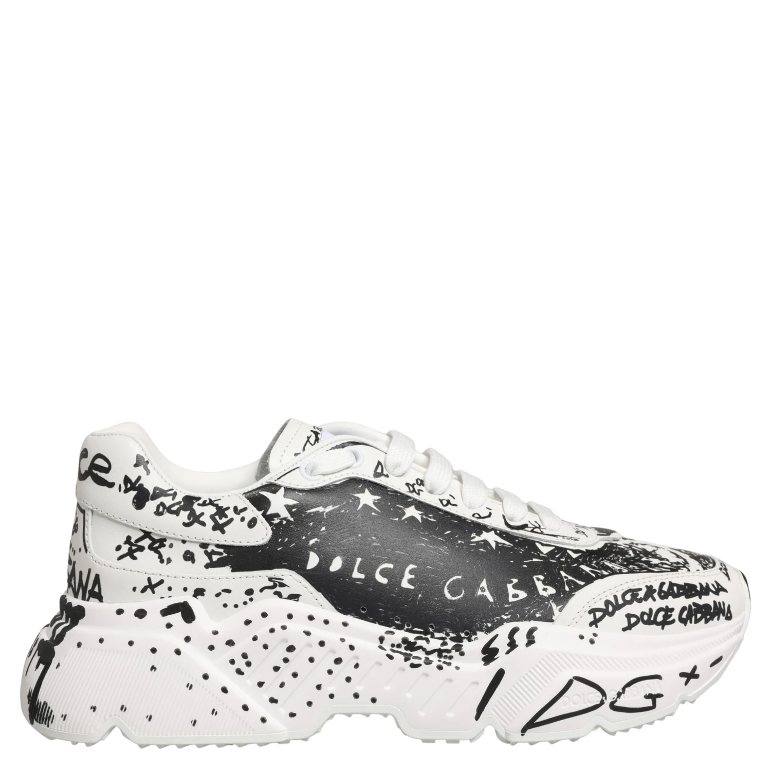 White Daymaster Graffiti Low Top Sneakers Shoes