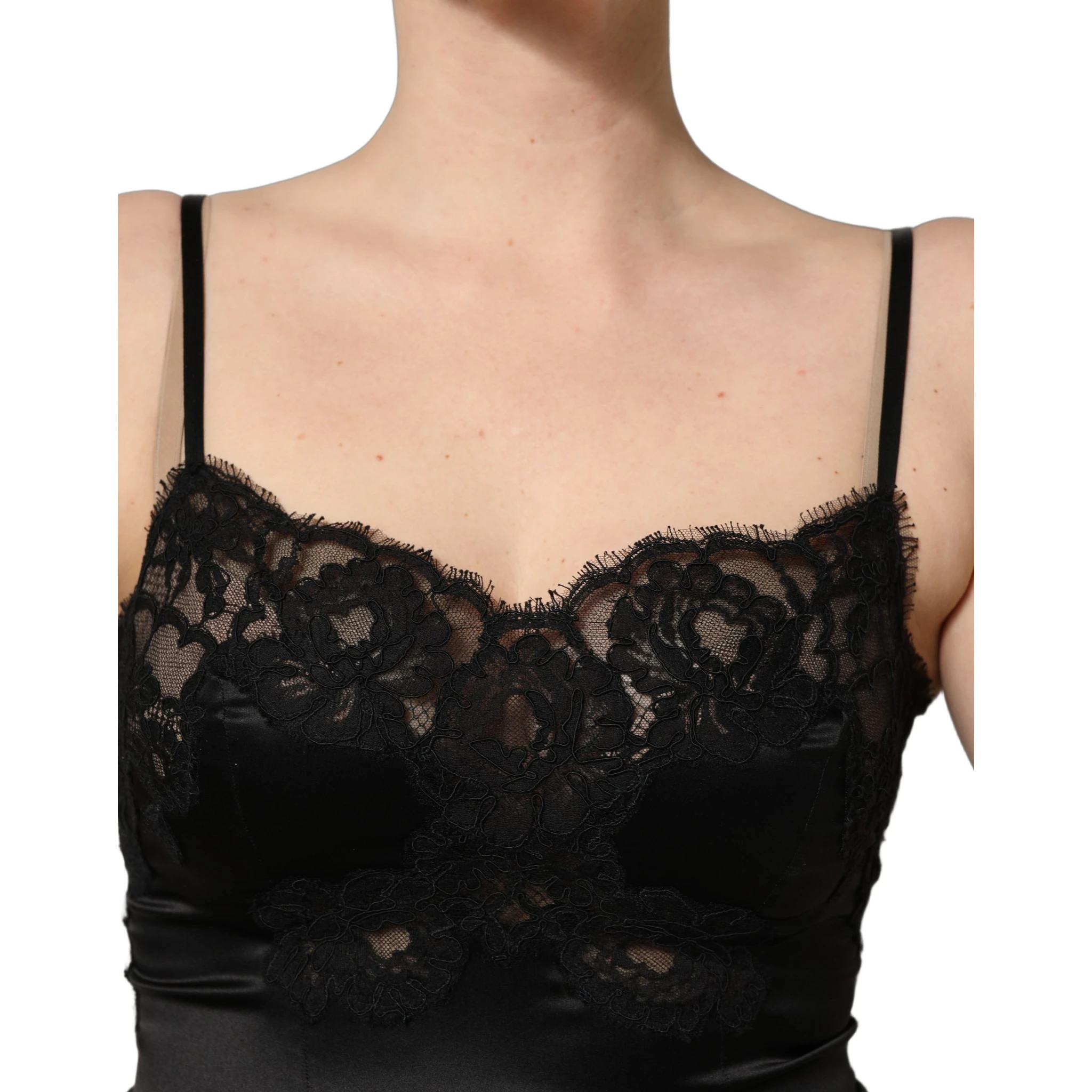 Black Silk Lace Lingerie Short Chemise Sleepwear