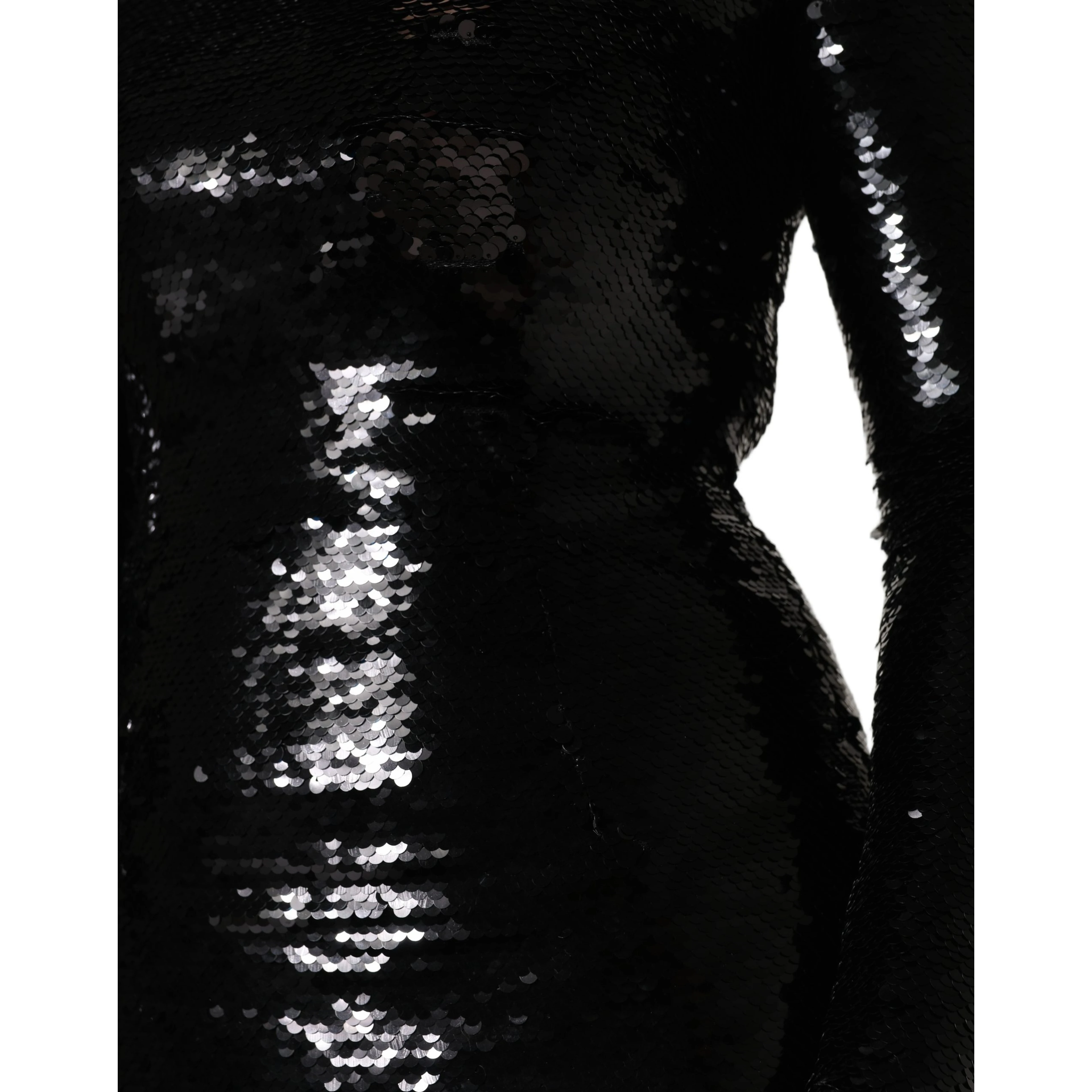Black Bodycon Mermaid Sequinned Gown Dress