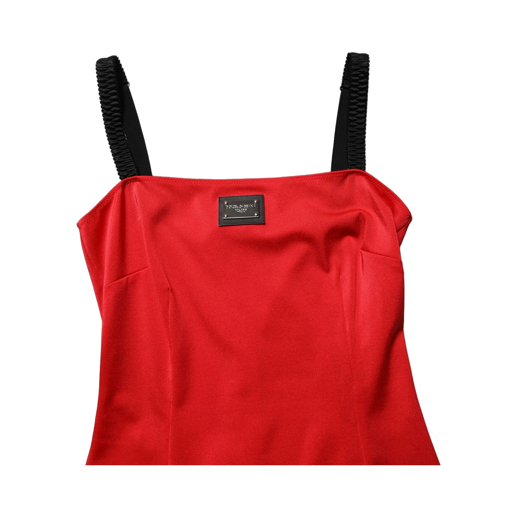Red Nylon Blend Cady Sleeveless Mini Dress
