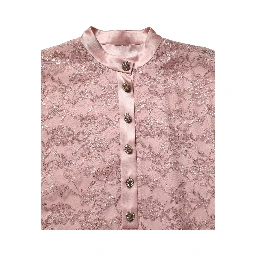 Pink Corded Floral Lace Kaftan Midi Dress