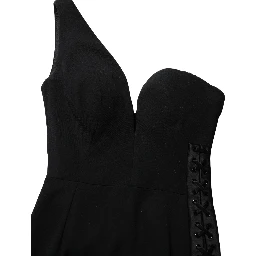 Black One Shoulder Neckline Long Gown Dress