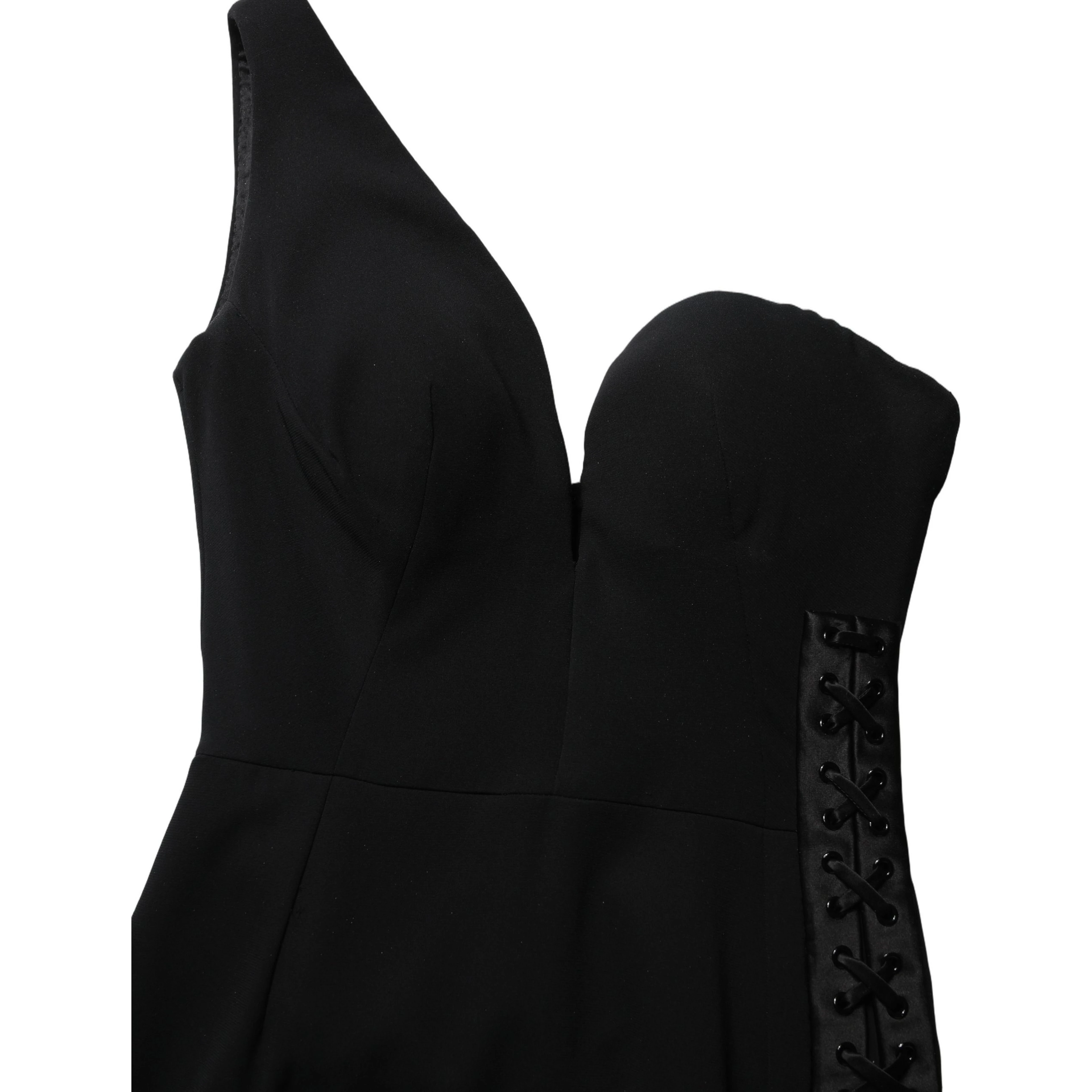 Black One Shoulder Neckline Long Gown Dress