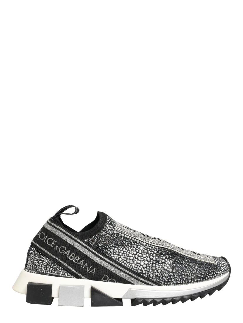 Silver Crystal Logo Slip On Sorrento Sneakers Shoes
