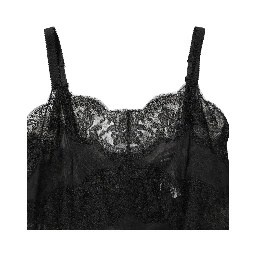 Black Silk Lace Slip Lingerie Chemise Sleepwear
