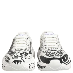 White Daymaster Graffiti Low Top Sneakers Shoes