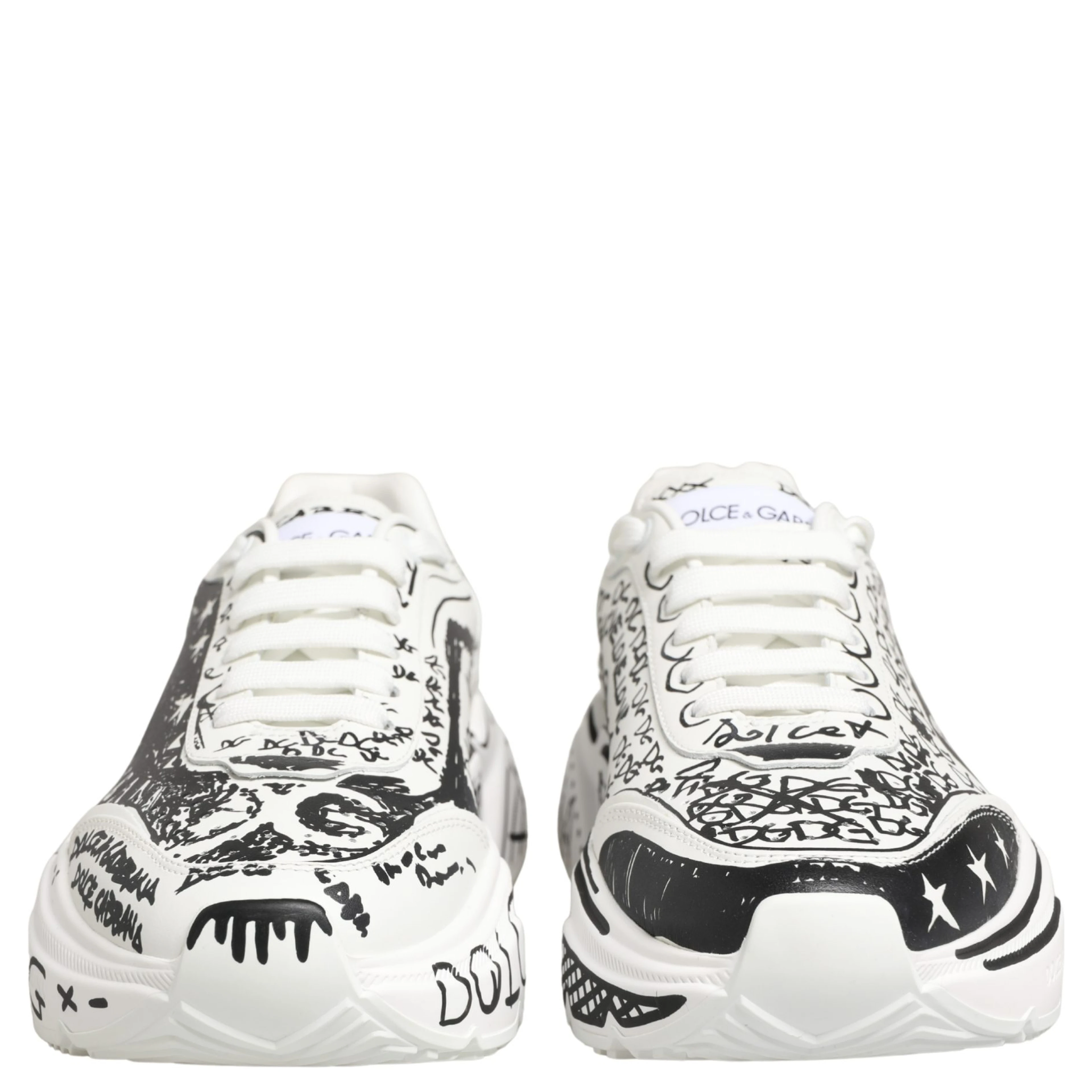 White Daymaster Graffiti Low Top Sneakers Shoes