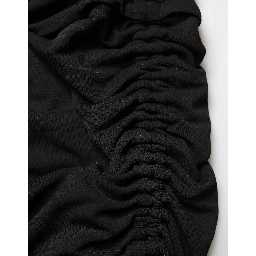 Black Jersey Calf Length Cut-Out Ruched Dress