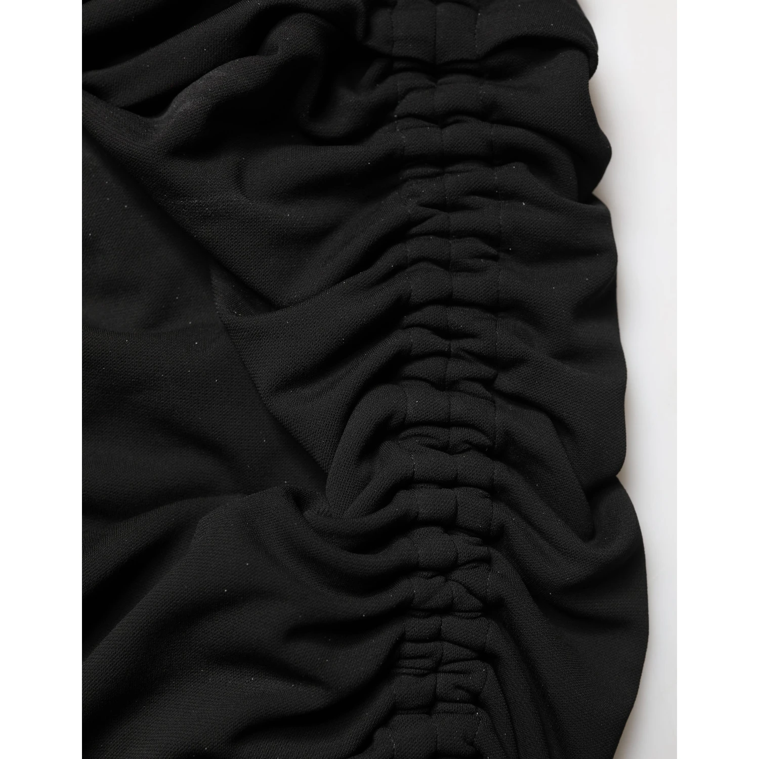 Black Jersey Calf Length Cut-Out Ruched Dress