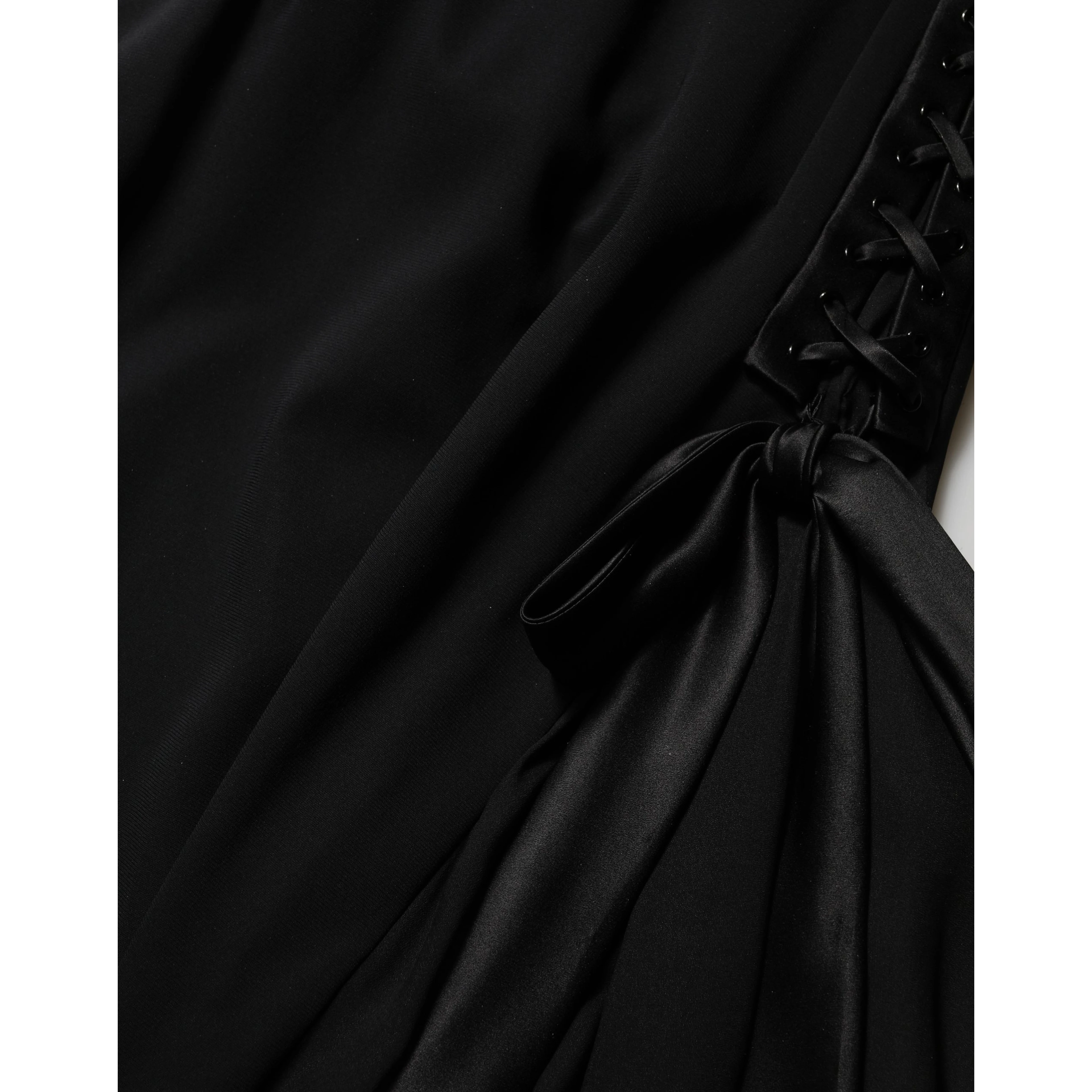 Black One Shoulder Neckline Long Gown Dress