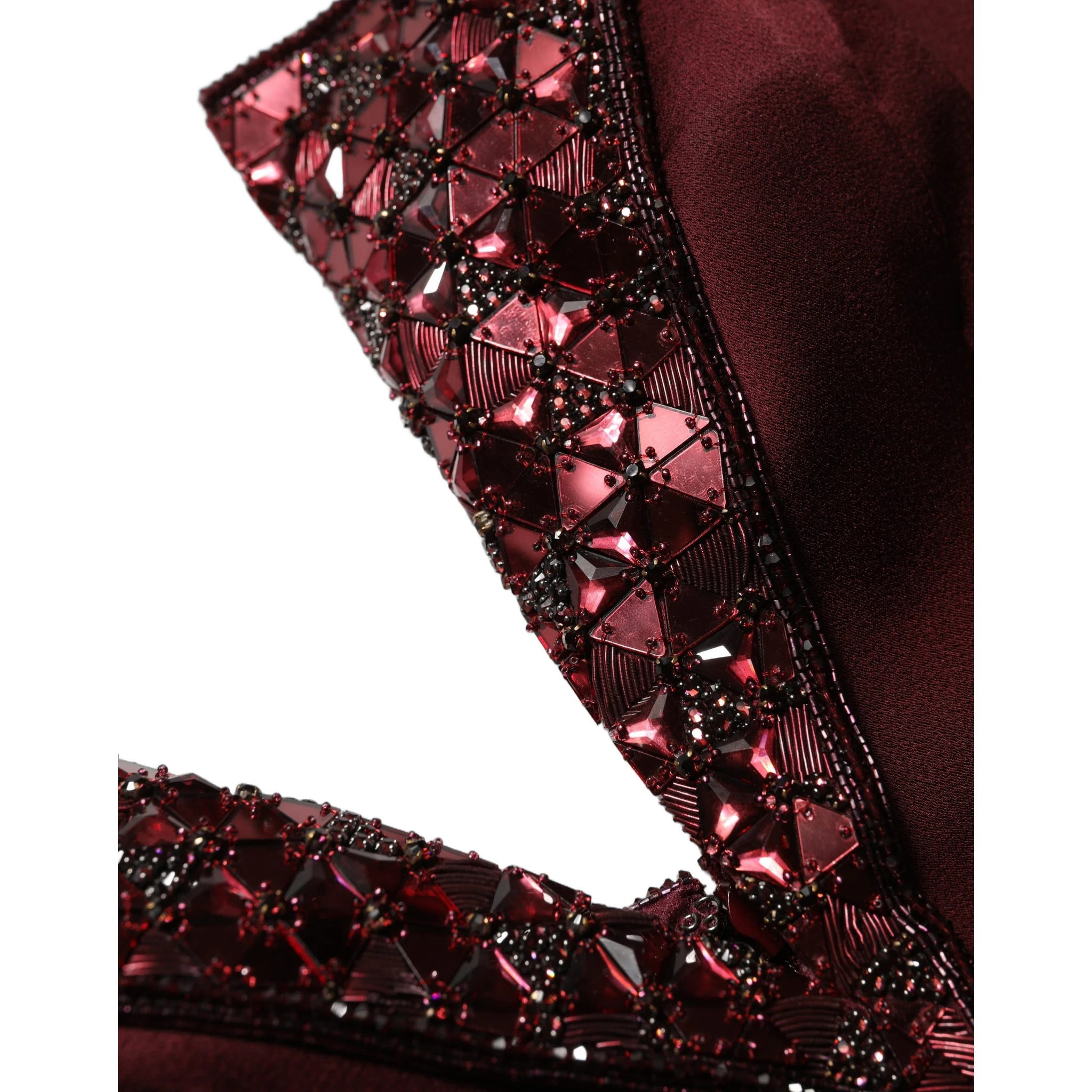 Maroon Embellished Vneck Evening Gown Dress