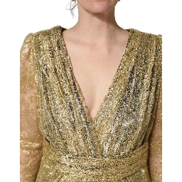 Gold Sheer Lace Crystal Embellished Dress
