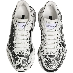 White Daymaster Graffiti Low Top Sneakers Shoes