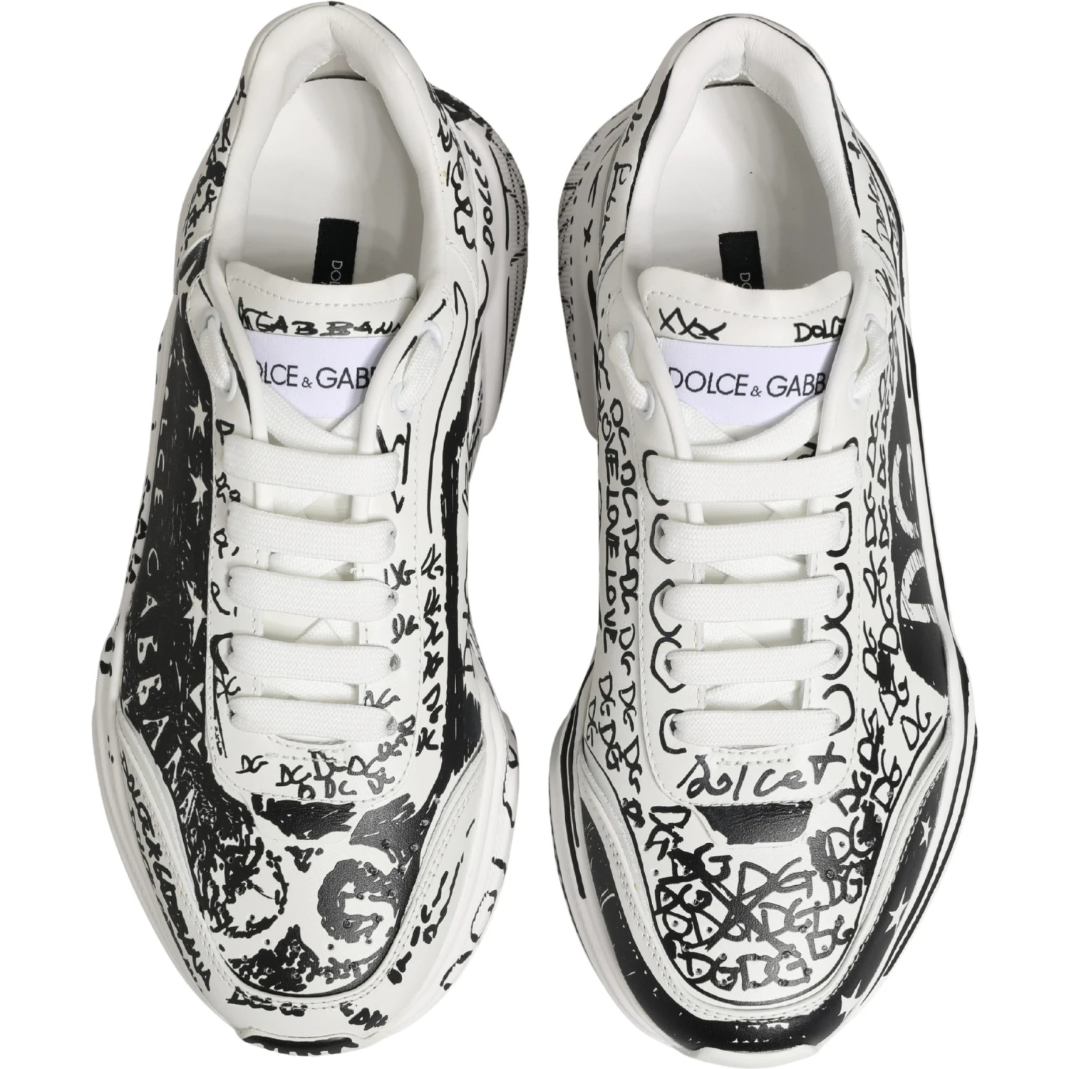 White Daymaster Graffiti Low Top Sneakers Shoes