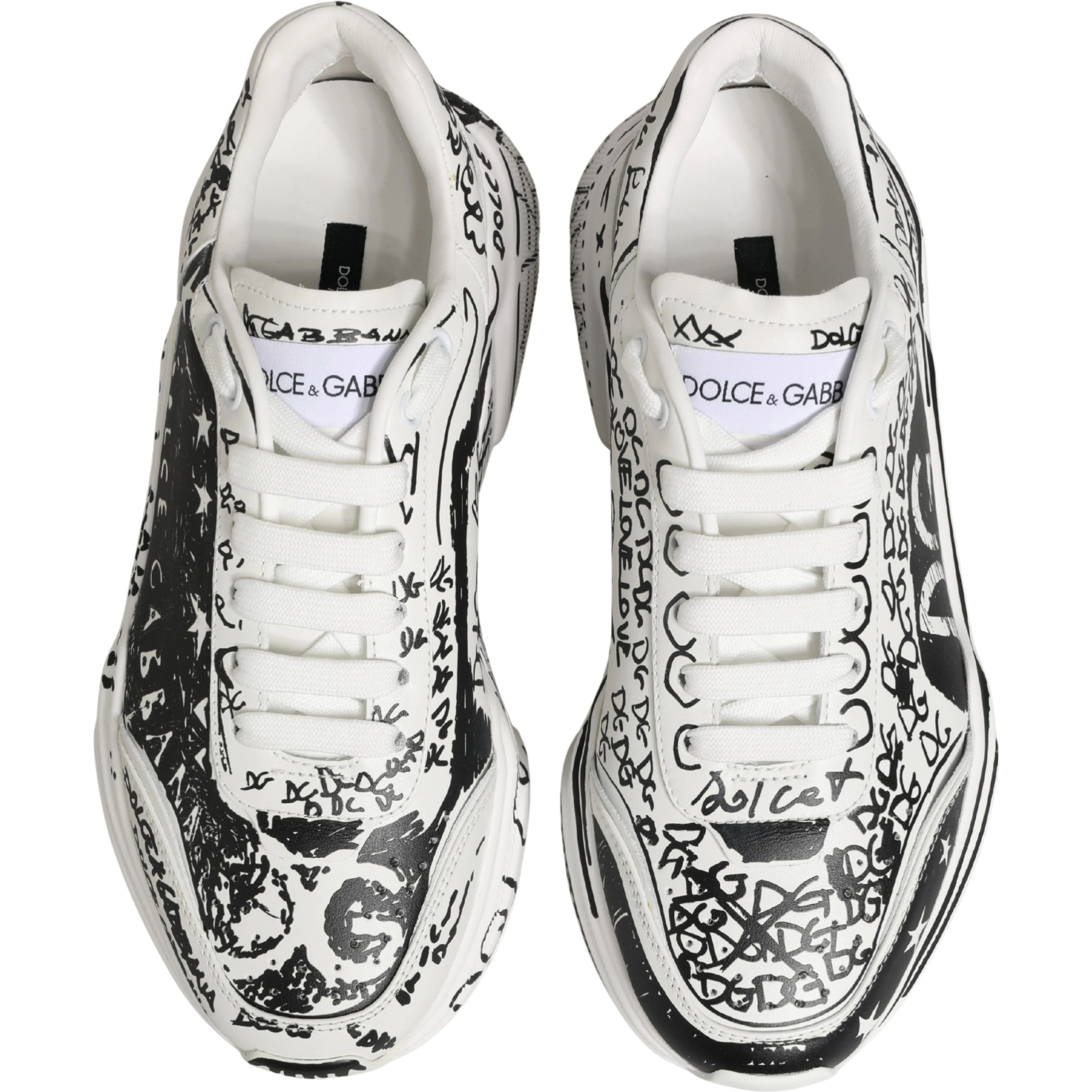 White Daymaster Graffiti Low Top Sneakers Shoes
