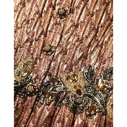 Brown Metallic Crystal Evening Gown Dress