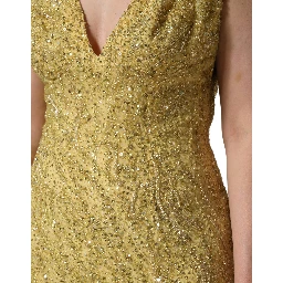 Gold V-neckline Mermaid Sequinned Gown Dress