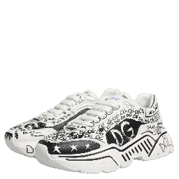 White Daymaster Graffiti Low Top Sneakers Shoes