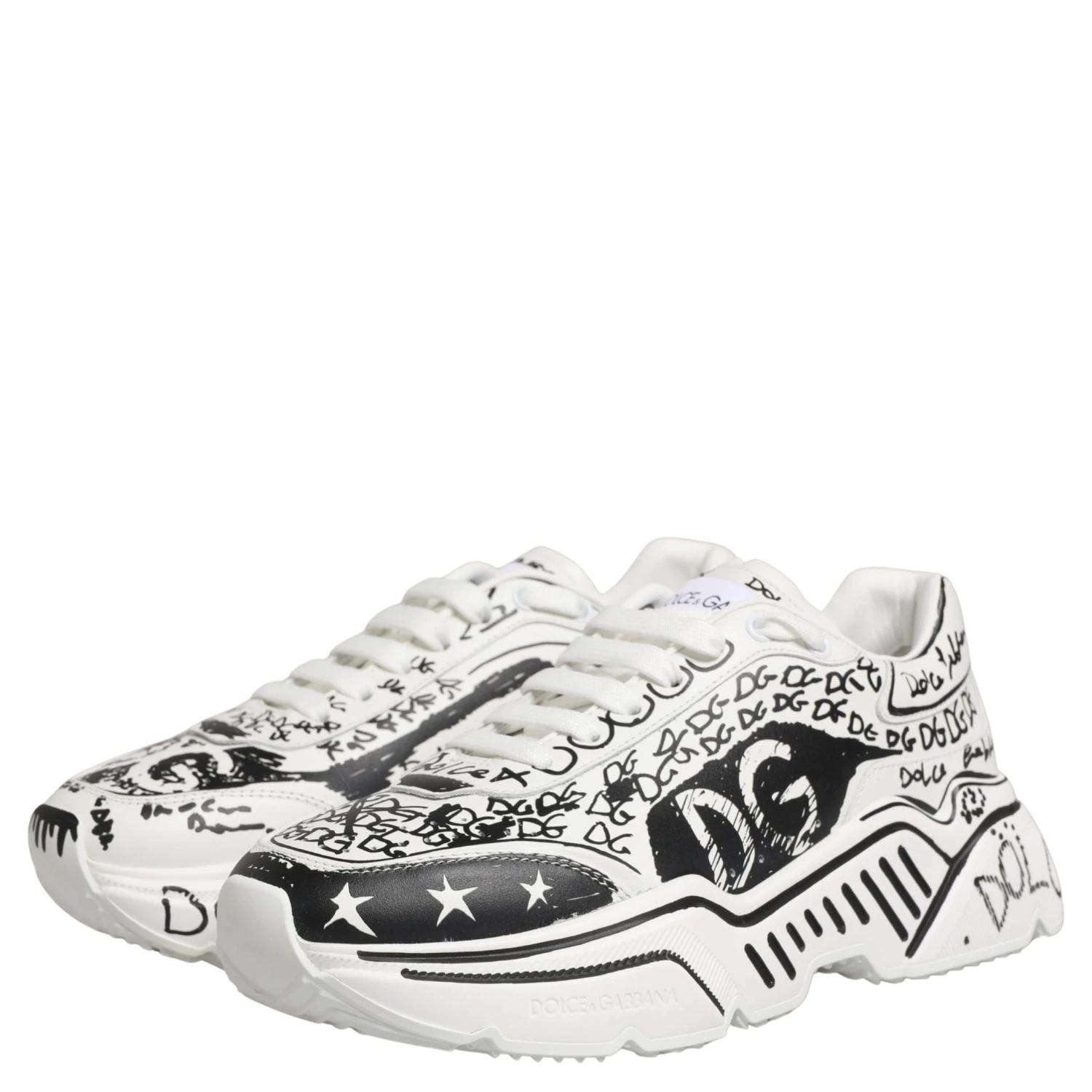 White Daymaster Graffiti Low Top Sneakers Shoes