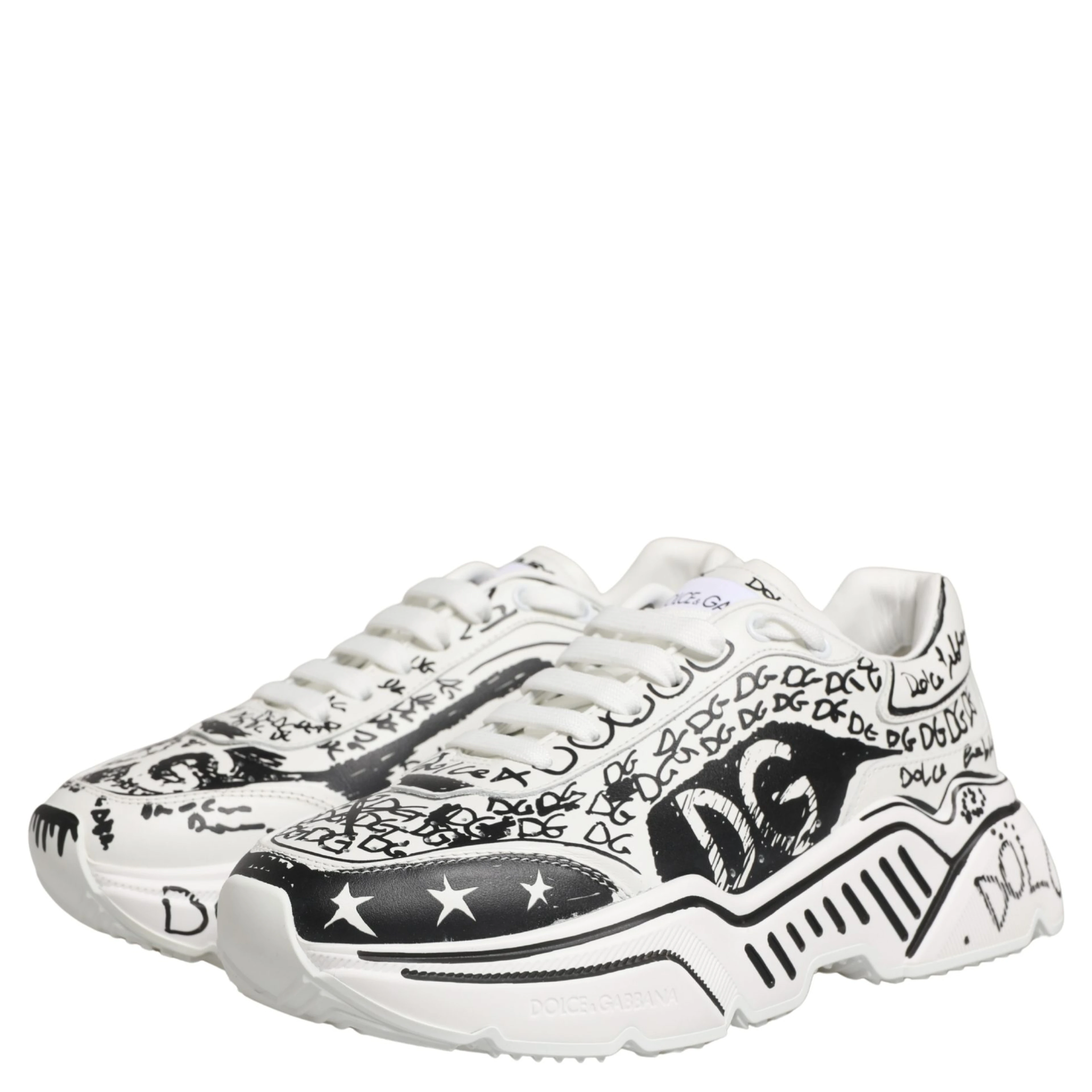 White Daymaster Graffiti Low Top Sneakers Shoes