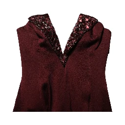 Maroon Embellished Vneck Evening Gown Dress
