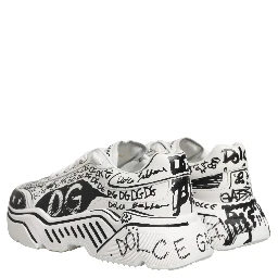 White Daymaster Graffiti Low Top Sneakers Shoes