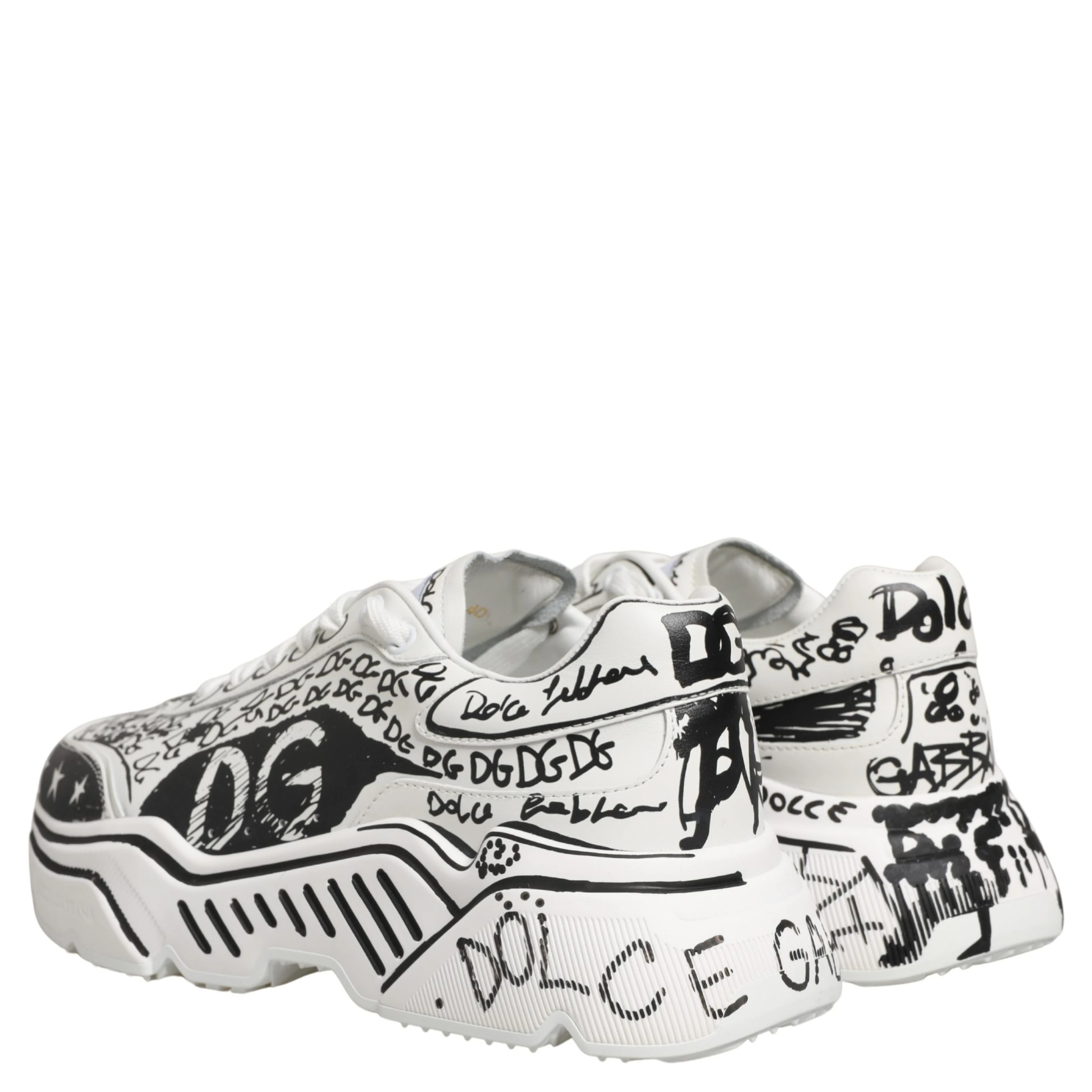White Daymaster Graffiti Low Top Sneakers Shoes
