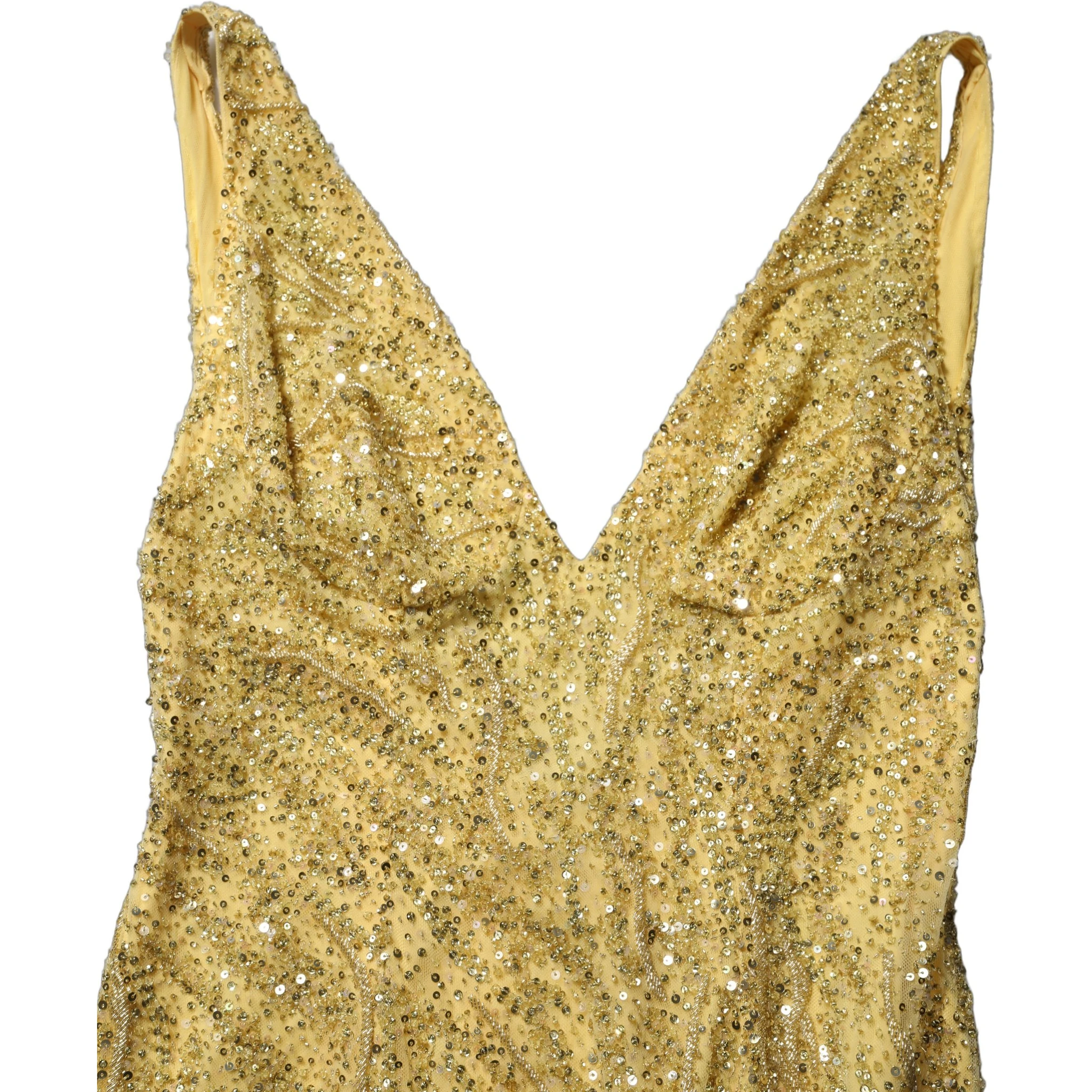 Gold V-neckline Mermaid Sequinned Gown Dress