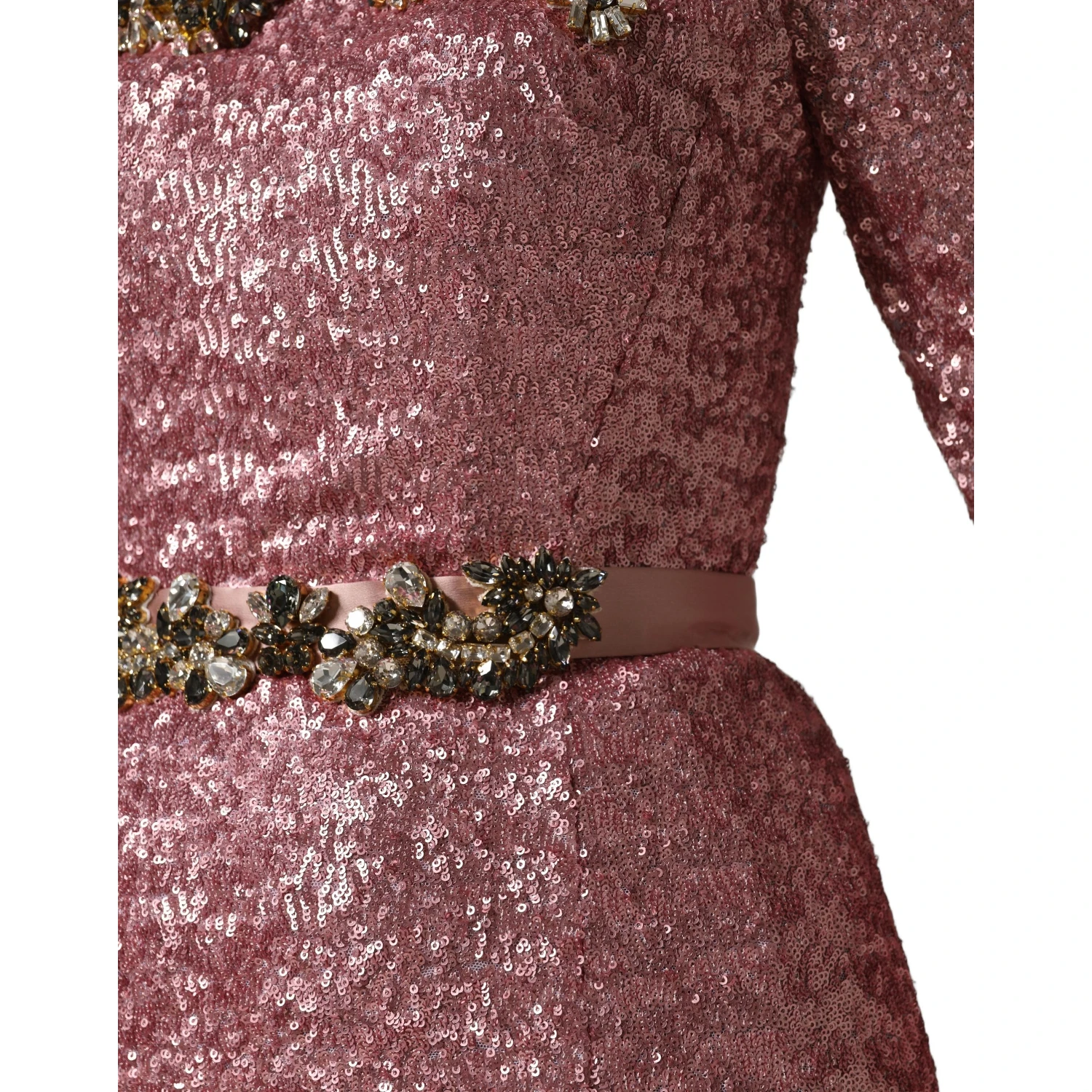 Pink Embellished Sequined Evening Gown Dress
