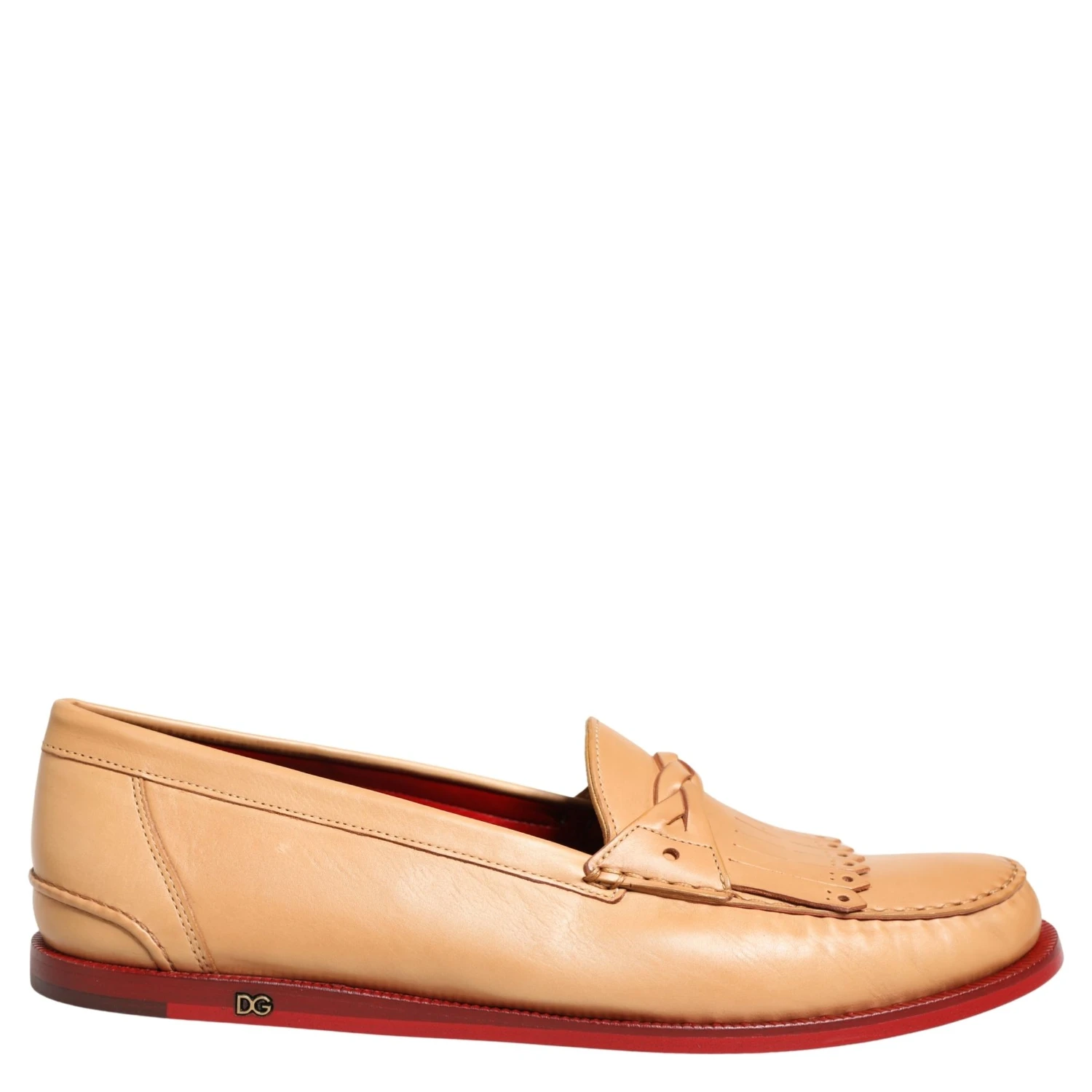 Beige Tassel Leather Men Slip On Loafers Shoes