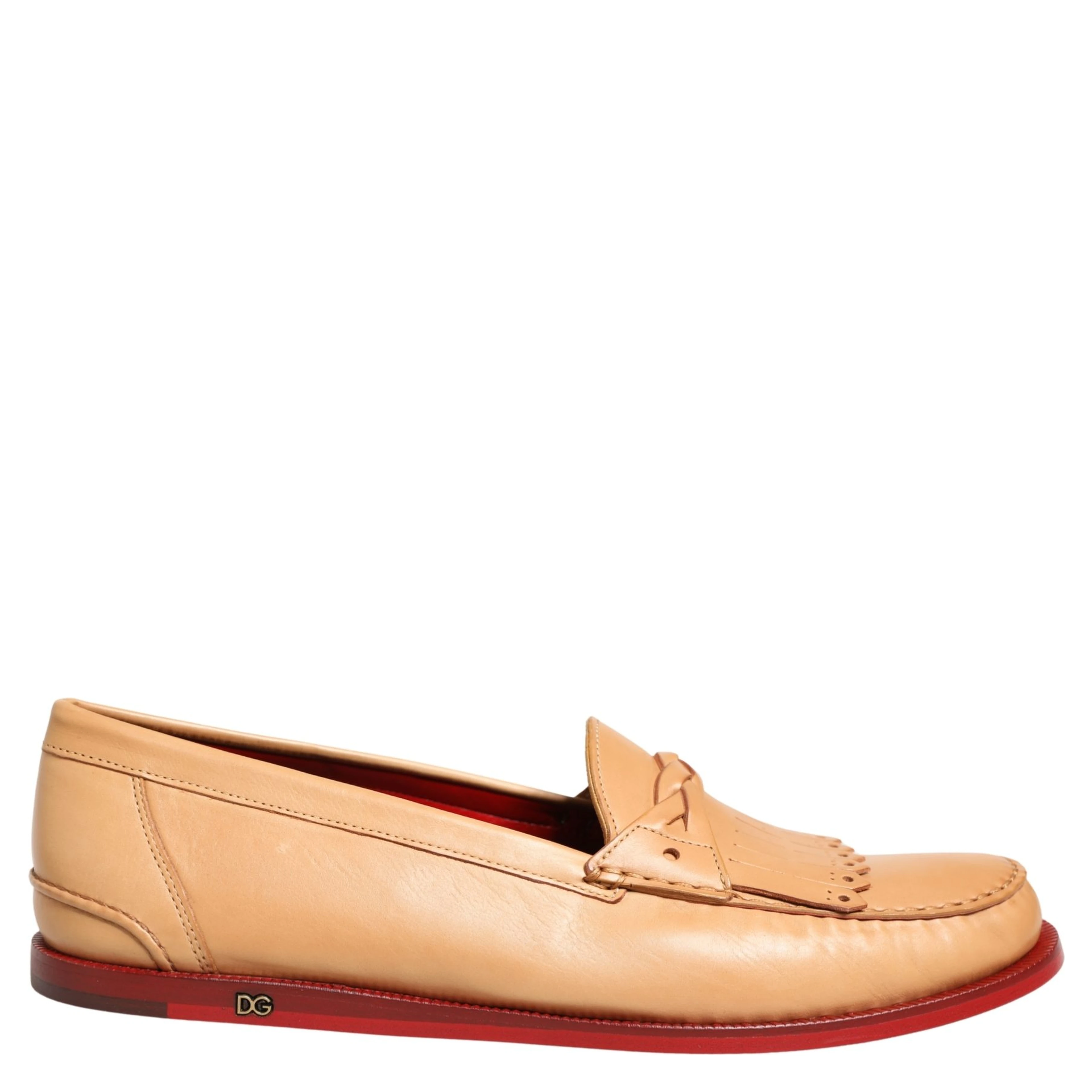 Beige Tassel Leather Men Slip On Loafers Shoes