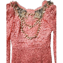 Pink Embellished Mermaid Lace Gown Dress
