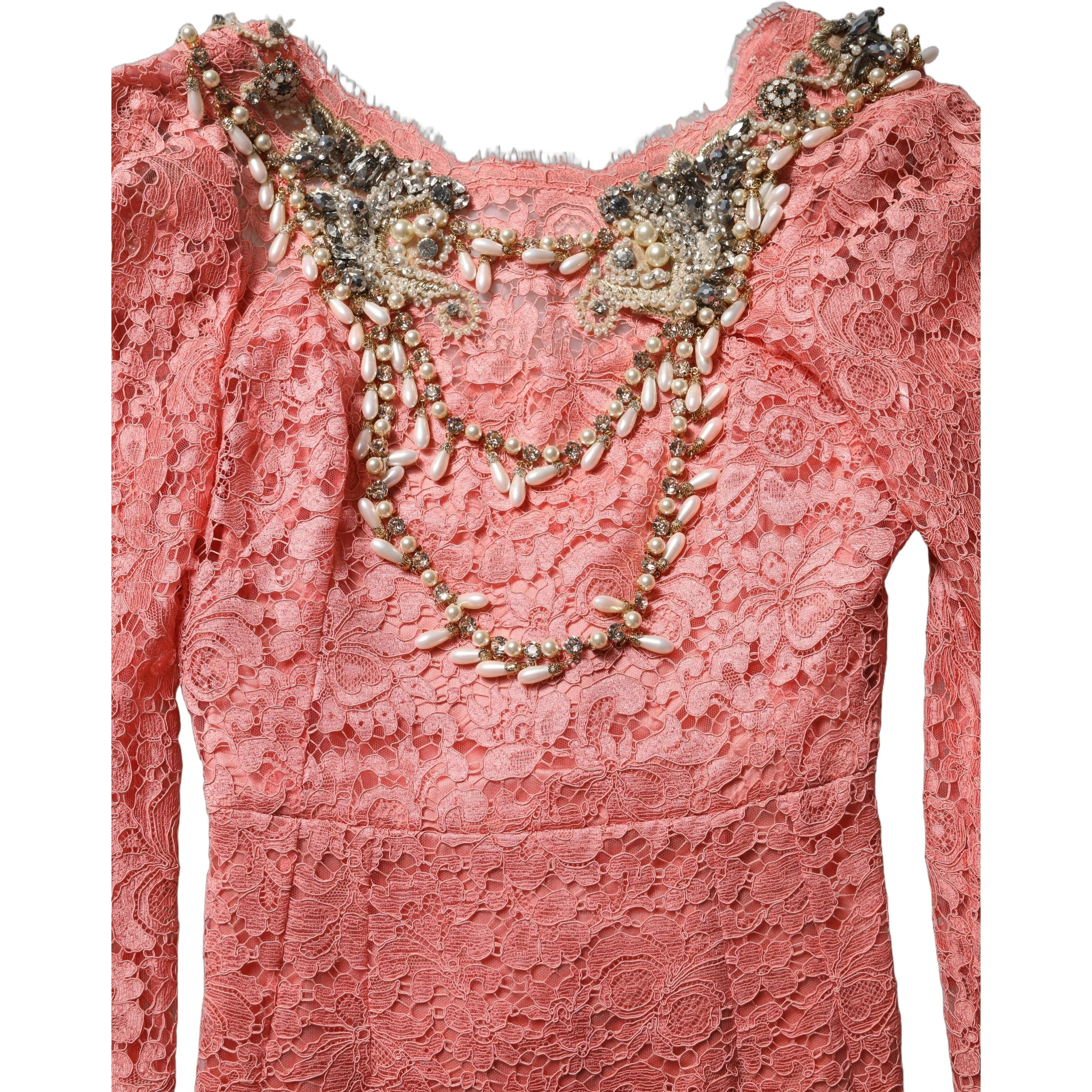 Pink Embellished Mermaid Lace Gown Dress