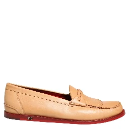 Beige Tassel Leather Men Slip On Loafers Shoes