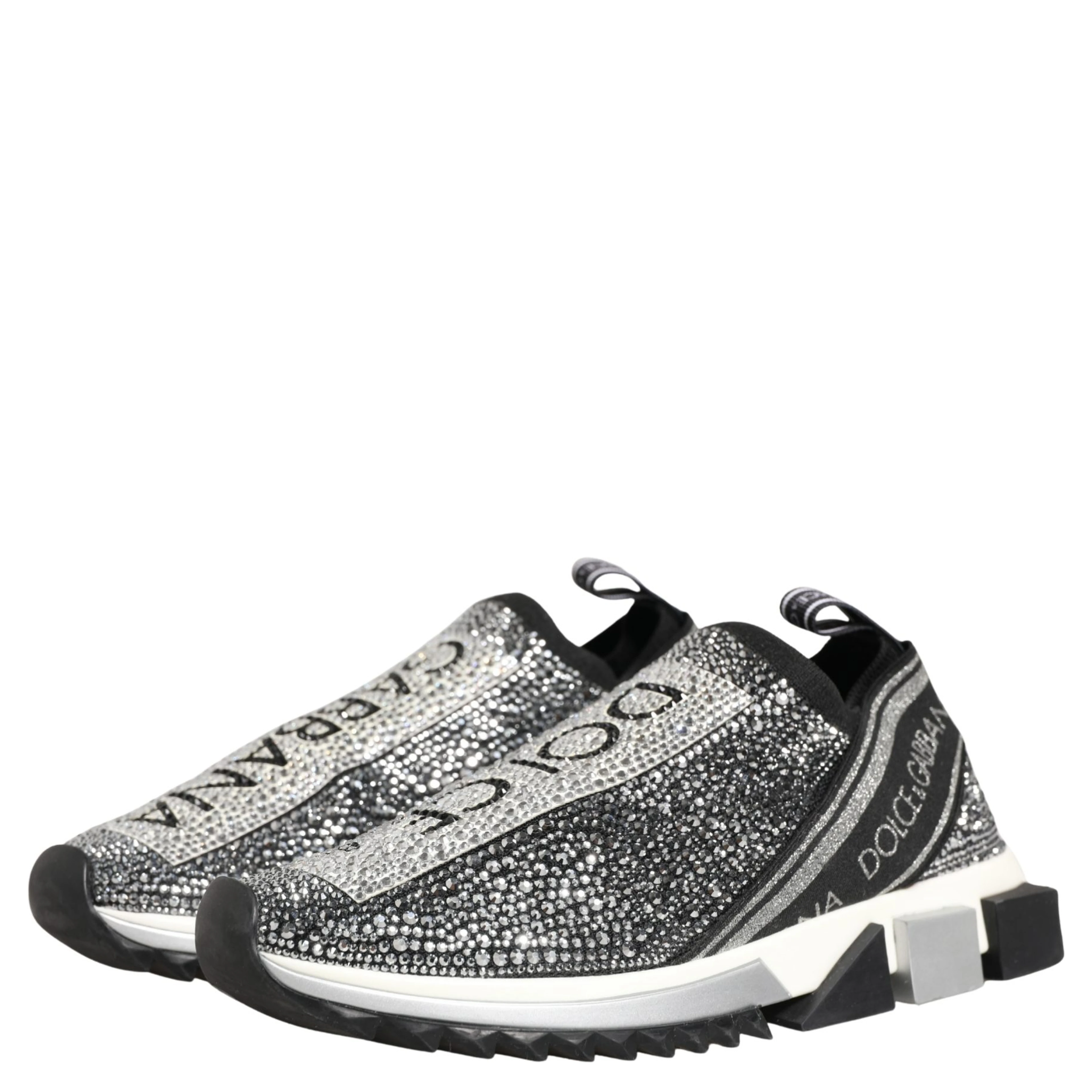 Silver Crystal Logo Slip On Sorrento Sneakers Shoes
