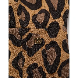 Brown Leopard Jacquard Knee Length Dress