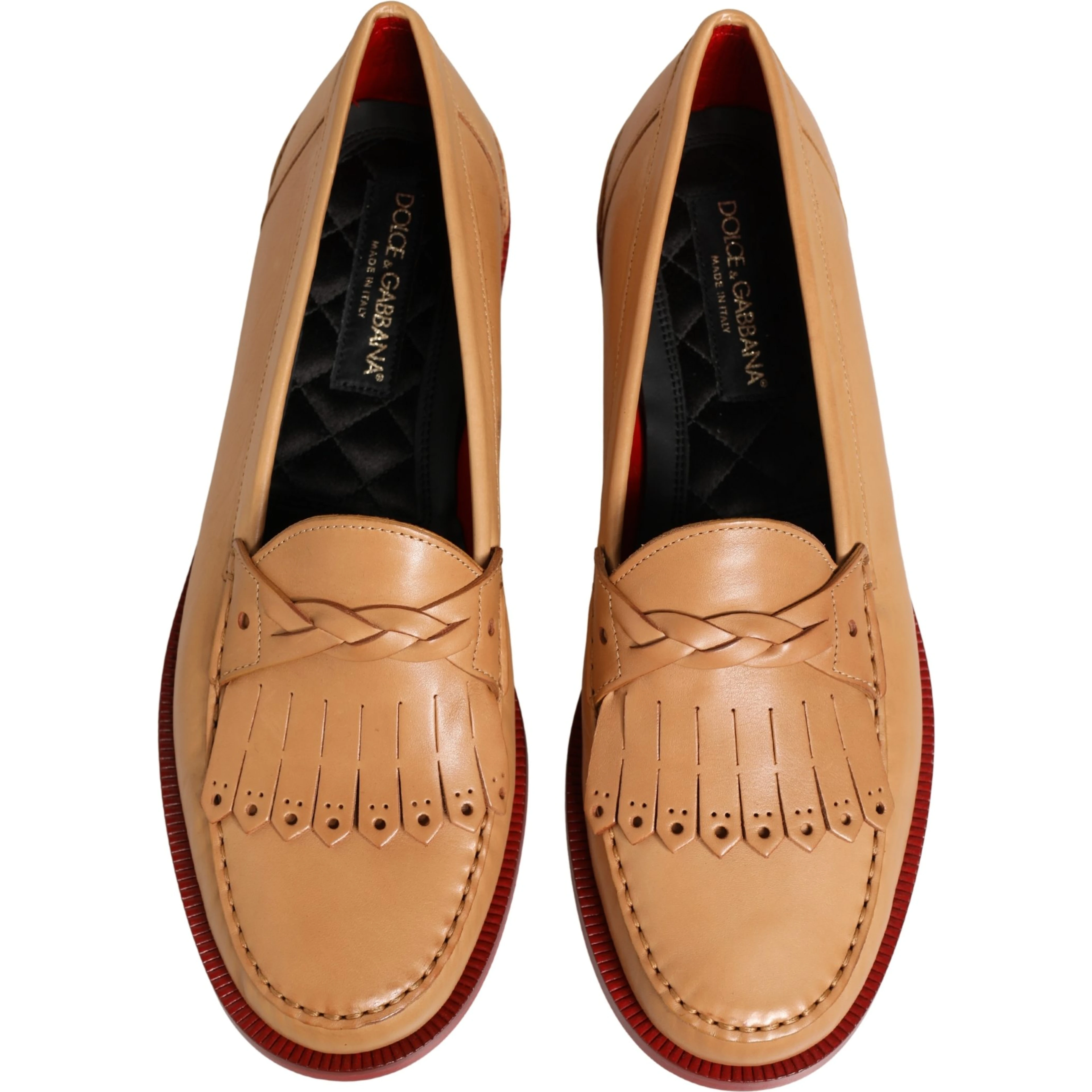 Beige Tassel Leather Men Slip On Loafers Shoes