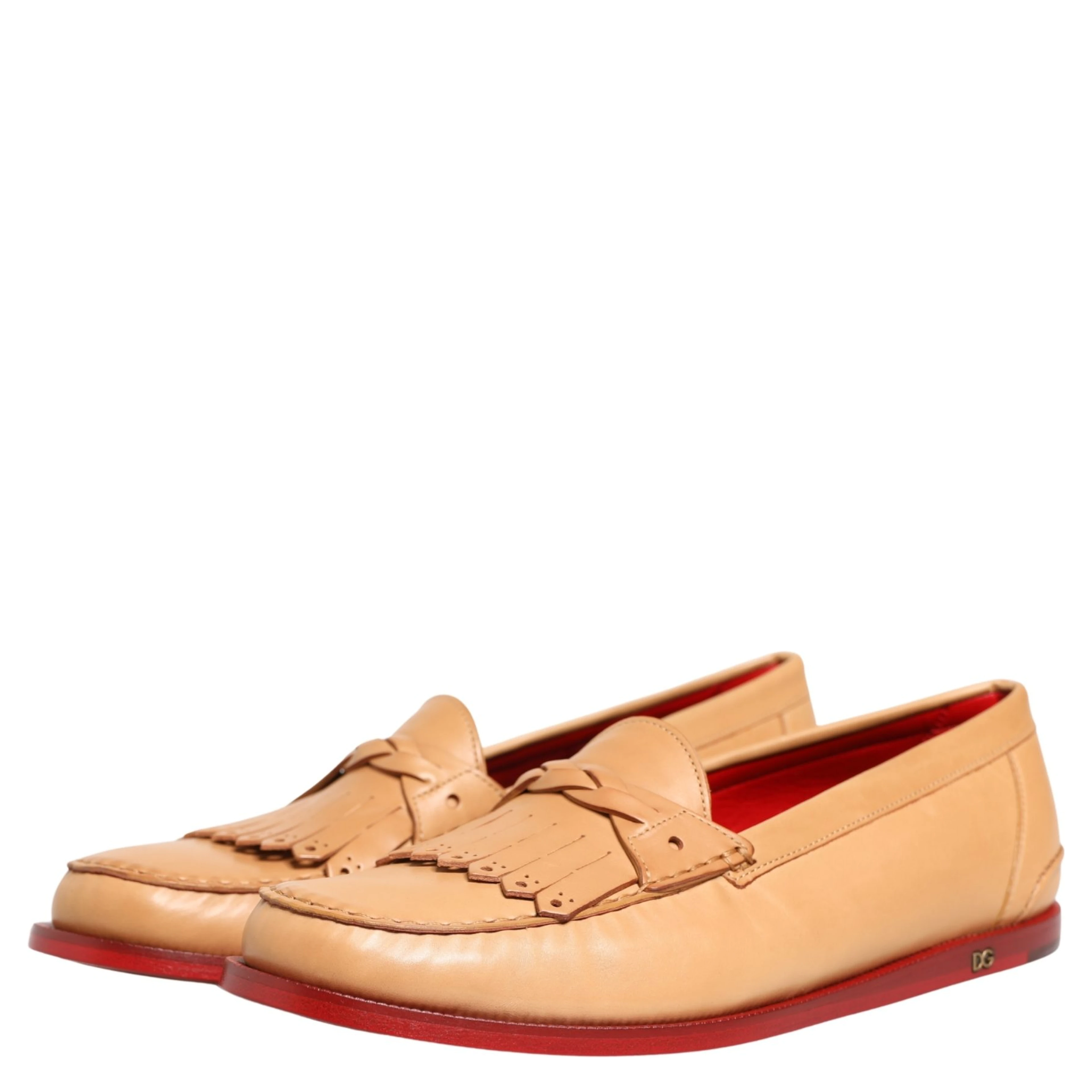 Beige Tassel Leather Men Slip On Loafers Shoes