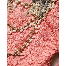 Pink Embellished Mermaid Lace Gown Dress