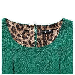 Green Short Sleeve Pencil Sheath Midi Dress