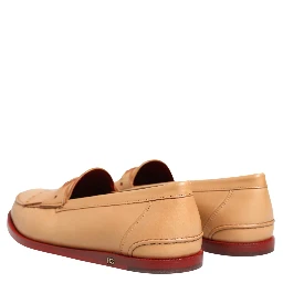 Beige Tassel Leather Men Slip On Loafers Shoes