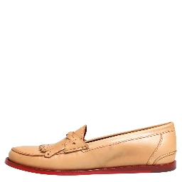 Beige Tassel Leather Men Slip On Loafers Shoes