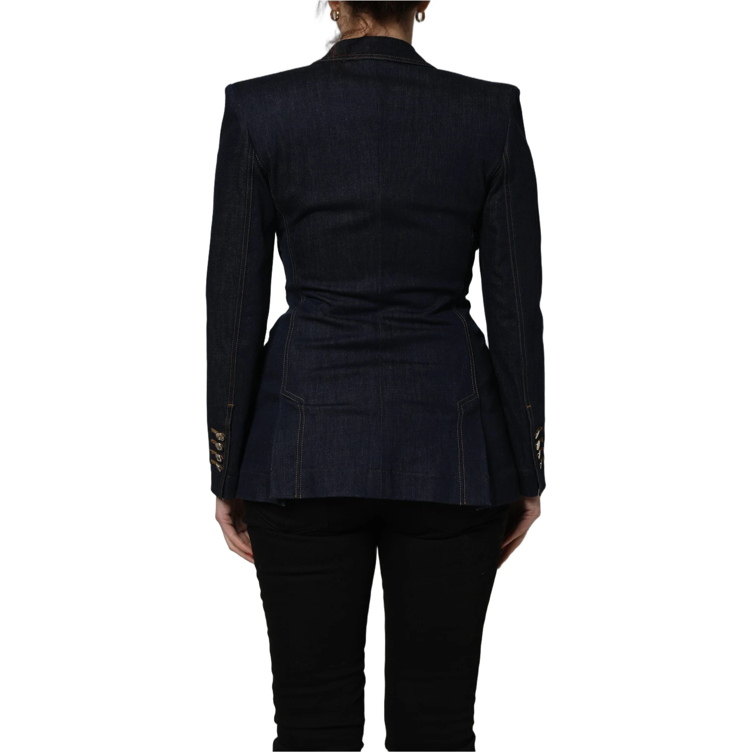Blue Single-Breasted Denim Blazer Jacket
