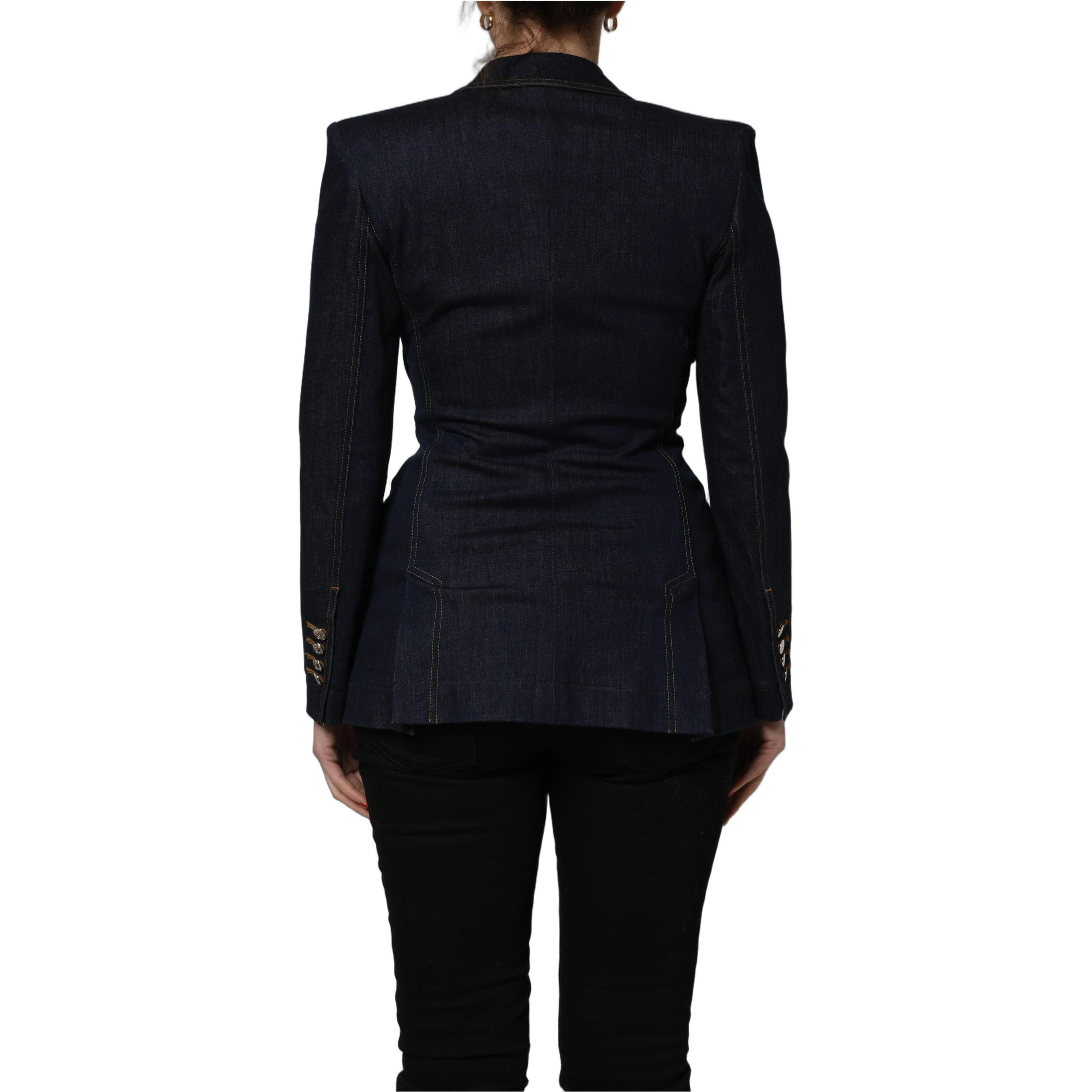 Blue Single-Breasted Denim Blazer Jacket