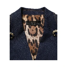 Blue Single-Breasted Denim Blazer Jacket
